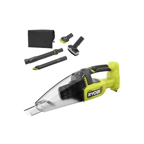 RYOBI Pack Aspirateur à Main RHV18-0 - 18V One+ - 600ml - sans Batterie ni Chargeur - Kit 6 Accessoires RAKVA04 pour Nettoyage Automobile