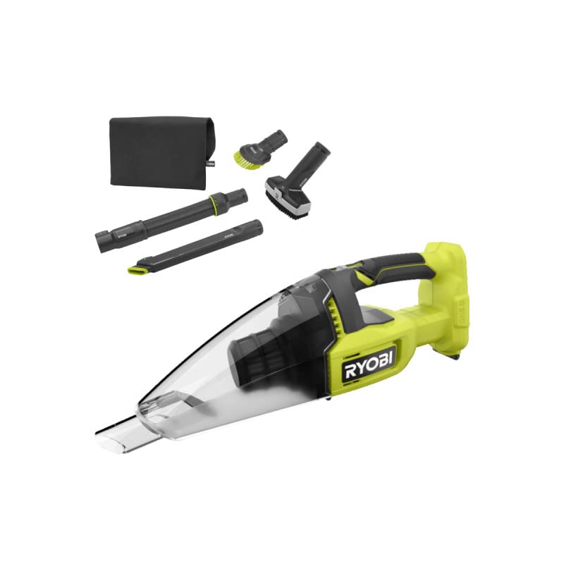 RYOBI Pack Aspirateur à Main RHV18-0 - 18V One+ - 600ml - sans Batterie ni Chargeur - Kit 6 Accessoires RAKVA04 pour Nettoyage Automobile