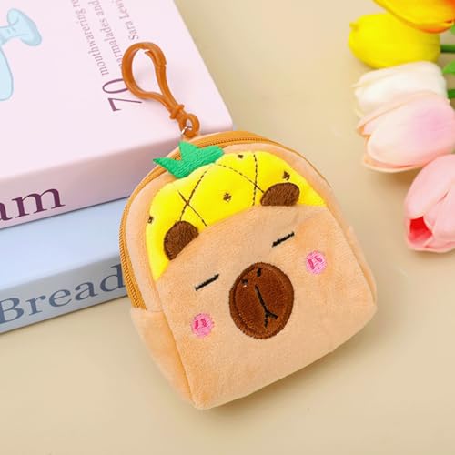 Strawberry Coin Purse Cute Capybara Fruit Change Purse Bag Charm Funny Mini Zipper Coin Pouch for Kids Girls(Strawberry Red)4