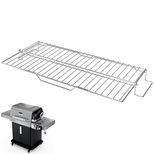 Image of SafBbcue Griddle Warming Rack for Ninja PG300 Series, Adjustable Expandable Roast & Smoke Durable Stainless Steel Rack for Ninja FlexFlame Grill Accessories, XSKFLDINDRCTRK