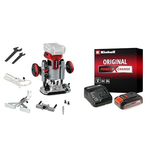 Einhell TP-RO 18 Li BL - Solo, Kömürsüz Akülü Dik Freze ve Einhell 18V 2,5 Ah PXC Starter Kit (Başlangıç Seti)