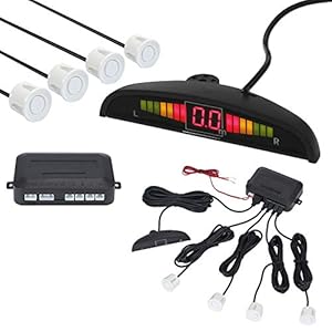 AUTOUTLET Witte Achter Omkeren Auto Parkeren Sensoren 4 Sensoren Kit Audio Zoemer Alarm LED Display