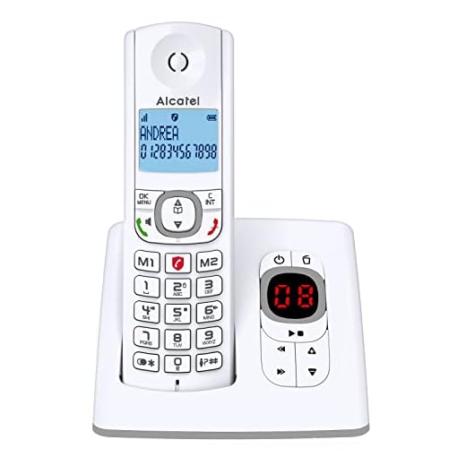 Alcatel F530 Voice - Telephone sans fil repondeur avec blocage d'appels évolué , Répondeur intégré, Mains libres, Ecran rétro éclairé, Sonneries VIP, 10 melodies d'appel - Blanc/Gris