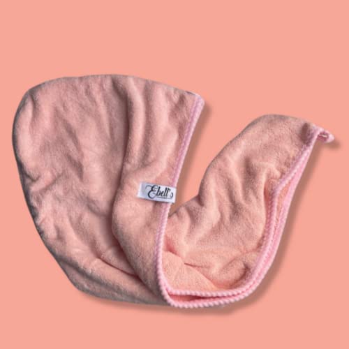 Ebells Paris Cheveux Serviette, 1pc Cheveux Séchage Serviettes, Super Absorbant en Microfibre Serviette pour Cheveux Turban avec Bouton Cheveux Secs Rapide pour Femmes (Rose) 65 x 25cm Cover