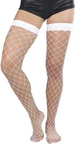 Image of ToBeInStyle Women's Diamond Large and Fine Fence Net Fishnet Nylon Thigh High