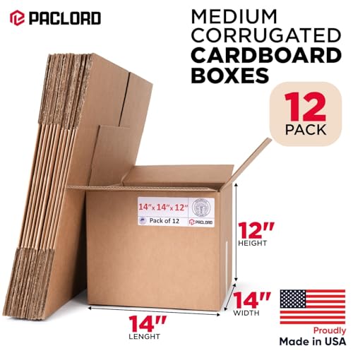 Image of Medium Moving Cardboard Boxes 14 inchL x 14 inchW x 12 inchH (Pack of 12) - USA-Made Packing Boxes for Moving, Shipping, or Storage - USPS, UPS, FedEx Approved - Professional Packing Supplies | USA-Made Packing Boxes for Moving, Shipping, or Storage - USPS, UPS, FedEx Approved - Professional Packing Supplies