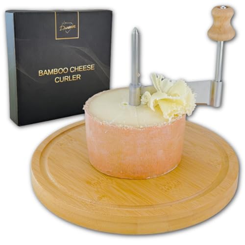 Durawe Company Bambus Käsehobel – Drehscheibe mit Edelstahlklinge für feine Käse- und Schokoladenraspeln – Nachhaltiger Käseschneider für...