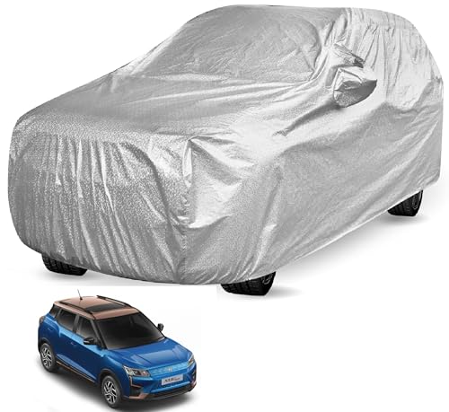 Image of Auto Hub Waterproof Car Cover Compatible with Xuv 400 with Mirror Pocket, Soft Cotton Lining, Waterproof Xuv 400 Car Cover- Metallic Silver