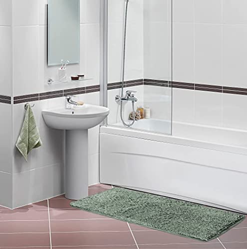 Aoacreations Chenille Shag Bath Rug, Shaggy Bathroom Mat, Extra Long Runner 20" X 59", Soft Plush Luxury, High Pile, Absorbent, Non-Slip (Extra Long Runner 50 X 150 Cm, Seafoam Blue Green) #TOP5