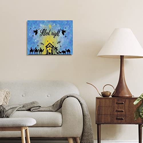 Arte de pared navideño de noche silenciosa con marco moderno 12x16 6