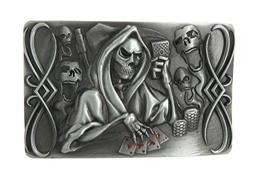 Death Skull Playing Poker Cards Casino Enamel Metal Belt Buckle (Make Your Own Design With Pictures)