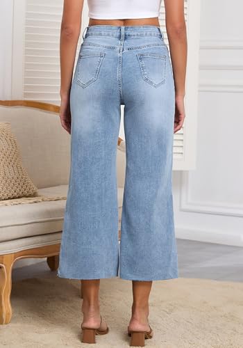 Women's Wide Leg Jeans High Waist Straight Leg Stretchy Ripped Jeans for Womens2