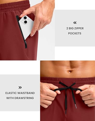 Image of Pudolla Men's Running Gym Shorts with Zipper Pockets 5 inch /7 inch / Lightweight Quick Dry Running Workout Athletic Short