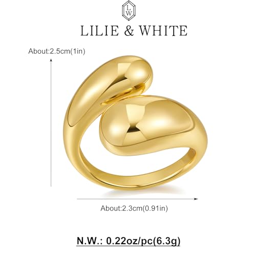 Lilie&White Tear Drop Ring For Women Gold Statement Ring Chunky Gold Rings Gold Drop Ring Open Rings Adjustable Stylish Versatile Style For Women To Wear All Seasons thumb #5