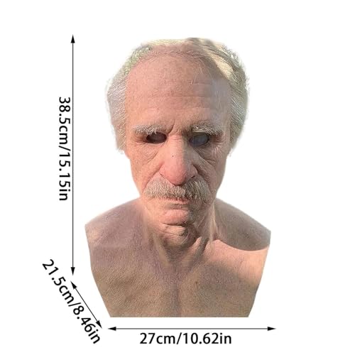 Máscara de látex humano con pelo y barba para disfraz de escenario 5