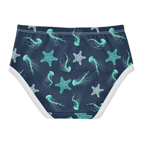 Little Girls' Soft Cotton Underwear Kids Breathable Comfort Jellyfish Starfish Panties Briefs Toddler2