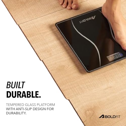 Image of Boldfit Weight Machine for Home Digital Weighing Machine for Human Body with LCD Display Max Weight Capacity 180Kgs (Batteries Not Included) - Bathroom Scale for Home