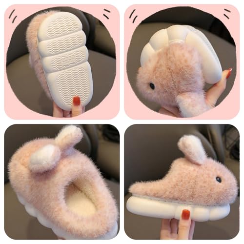 Toddler Cute Bunny Slippers Boys Girls Comfy Plush Fuzzy Indoor Slippers Kids Soft Non-Slip Platform Winter Shoes2