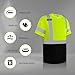 Uno Mejor Hi Vis Shirts for Men Construction Class 3 High Visibility Shirts, Reflective Safety T-Shirts for Men Women, Short Sleeve Work Shirts with Black Bottom, Breathable, Yellow XL
