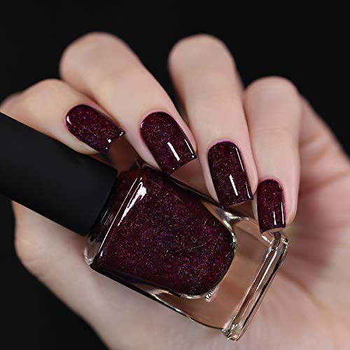 Image of ILNP Madeline - Delicious Dark Berry Holographic Nail Polish, Chip Resistant, 7-Free, Non-Toxic, Vegan, Cruelty Free, 12ml