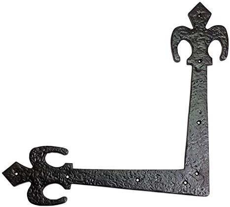 Adonai Hardware Chilmad Decorative Black Antique Iron Dummy Corner Door Strap/L-Bracket (Supplied as 2 Pieces per Pack) - Black Powder Coated