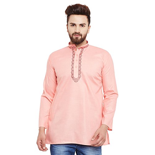 Kurta corto para hombre camisa de algodón transpirable manga larga 3