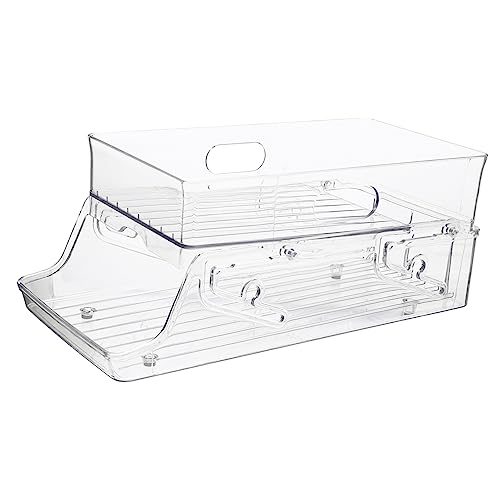 KICHOUSE Double Layer Can Holder Drink Organizer Fridge Beverage Can Racks Soda Dispenser for Fridge