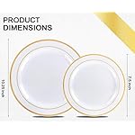 M MCIRCO 175 Piece Gold Dinnerware Set - 50 Plastic Plates, 25 Cups, 25 Pre Rolled Napkins with Plastic Silverware, Disposable Gold Dinnerware Set for 25 Guest - Image 2