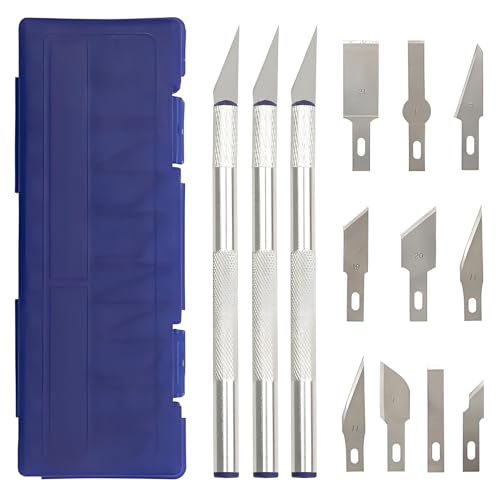 YPYMOD 3 Stück Stücke Precision Carving Craft Messer Set, Skalpell mit 10 Ersatzklingen für Hobbymesser Bastelmesser DIY Art Work CuttingCaving, Skulptur, Fensterfolie, Lackschutzfolien