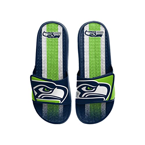 Image of FOCO mens NFL Team Stripe Logo Athletic Sport Shower Flip Flop Sandals Gel Slides