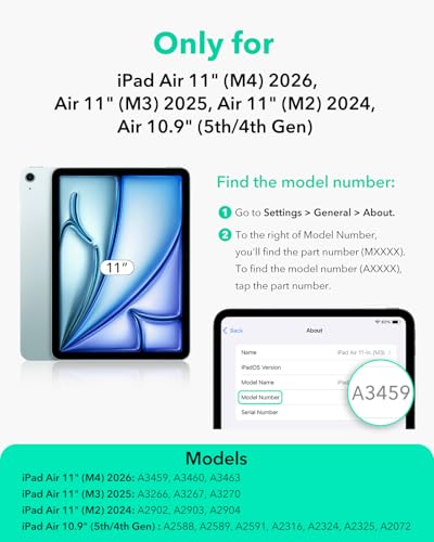 Image of ESR for iPad Air 11 Inch Case M4 /M3 /M2 (2026 /2025 /2024), iPad Air 5th /4th Gen (2022 /2020), Vertical Stand Cover, Multi Stand Angles, Ultra-Stable Case with Pencil Holder, Flip Series, Blue