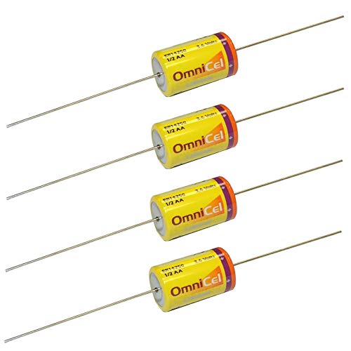 4x OmniCel ER14250 3.6V 1/2AA Lithium High Energy Battery w/ Axial Pins For Carbon Monoxide Detectors, Intrusion Sensors, Invisible Fencing,Smart Utility Metering, Emergency Backup