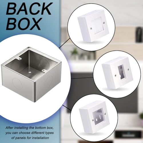 Acmerota 2 Stück Edelstahl Aufputzgehäuse Aufputzrahmen Aufputz-Rahmen Edelstahl für Einzelflächen Lichtschalter Ethernet-Kabel-Netzwerkbuchsen 86 x 86 mm - 40 mm Tiefe