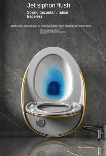 Inodoro inteligente de una sola pieza con bidé moderno y silencioso de cerámica para baño en casa u hotel, C-665x465x555mm miniatura 2