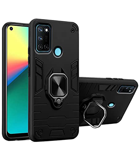 Image of Pikkme D5 Tough Armor Bumper Back Cover Case for Realme 7i,Realme C17 |Ring Holder & Kickstand in-Built (Black)