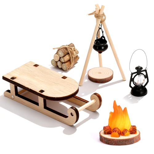 GWHOLE 8 Stück Lagerfeuer Miniatur Wichtelzubehör Weihnachten...