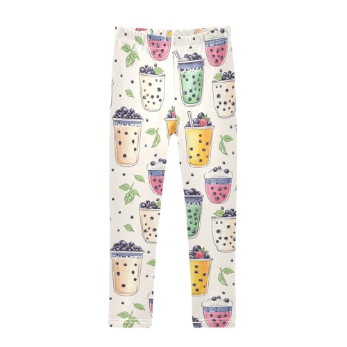 ZZKKO Girls Leggings Bubble Tea Drinks Toddler Girls Clothes Leggings for Girls Toddler Girls Leggings 3-4T