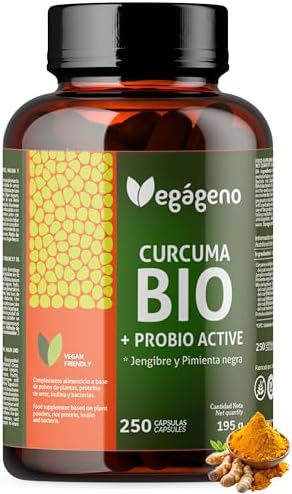 Cúrcuma con Jengibre y Pimienta Negra Bio – 250 Cápsulas con Prob...