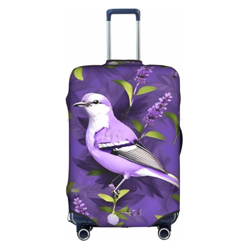 Bird in Purple Lavender Floral Flowers print Trolley Suitcase Protective Cover Luggage Protective Cover Unique Double Sided Pattern