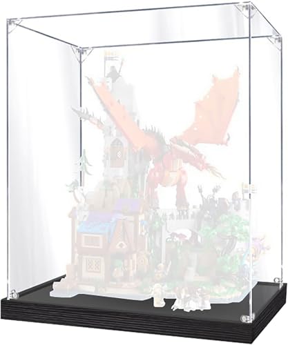 Vitrina acrílica para LG 21348 Dungeons & Dragons: Aventura del Dragón Rojo, Vitrina a Prueba de Polvo, Caja de Almacenamiento, Compatible con 21348 (Solo Vitrina) 40*35*50cm 2mm