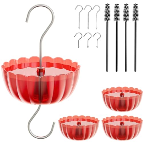 SVEDVK Ant Moat for Hummingbird Feeders (4 Pack 7 OZ) Vintage Style Humingbird Feeder Parts Ant Guard & Stopper(Red)