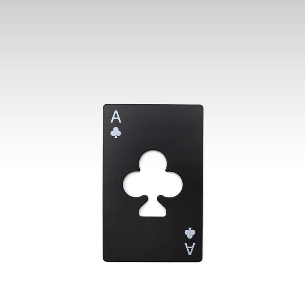 Poker Shaped Bottle Opener, Stainless Steel Ace Card Beer and Soda Can Opening Tool, Black Silver, 85 x 55 x 1.3 mm, 1 Pc(Black)