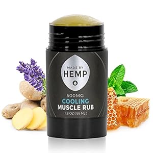 Made by Hemp – Hemp Muscle Rub – Sore Muscle Relief – Natural Post-Workout Relief – for Sprains, Stiff Neck, Back, Knees, Joint – Non-Greasy – 1.8 oz