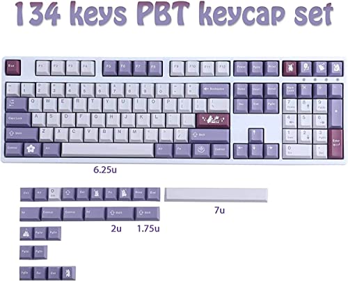 Jomkiz Pbt Keycaps, Cherry Profile Keycaps 134 Keys Rabbit Dye Sublimation With 7U Spacebar Japanese Keycap Set For Cherry Mx Switches Us Layout Mechanical Keyboards #TOP1