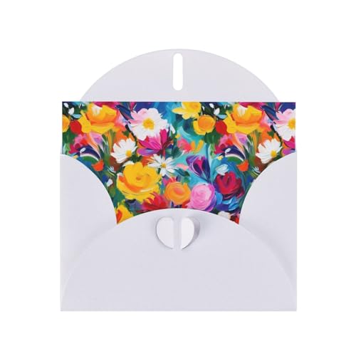 kastiong Impasto - Biglietto di auguri con stampa floreale, biglietto di anniversario, biglietto di compleanno, biglietto di ringraziamento, biglietti vuoti per familiari e amici, 2 pezzi