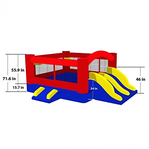 Blast Zone Triple Play - Inflatable Combo Bounce House With Blower - Premium Quality - Holds 7 Kids - Double Slides #TOP2