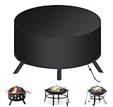 Hottly Fire Pit Cover for Fire Pit Size 22 inch - 34 inch, Heavy Duty Outdoor Round 420D Fire Pit...