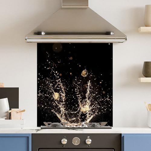 Premium 60 x 70cm Champagne Splash 6mm Glass Toughened Kitchen Splashback