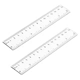 Pletpet 2 Pack 6 inch Clear Plastic Ruler Straight Shatterproof Transparent Rulers for Office Supply (Clear)