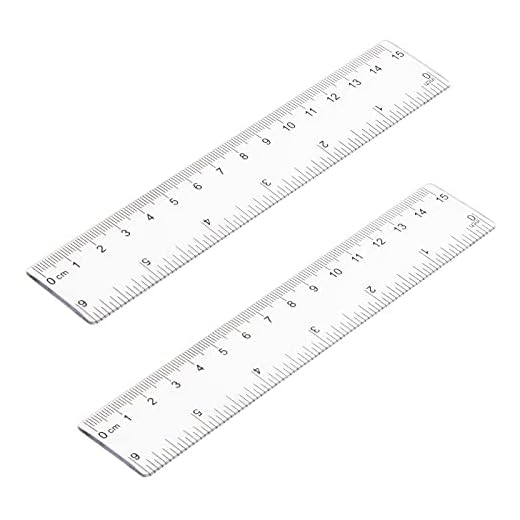 Pletpet 2 Pack 6 inch Clear Plastic Ruler Straight Shatterproof Rulers Transparent Rulers for Student School Office Supply Ruler (Clear)